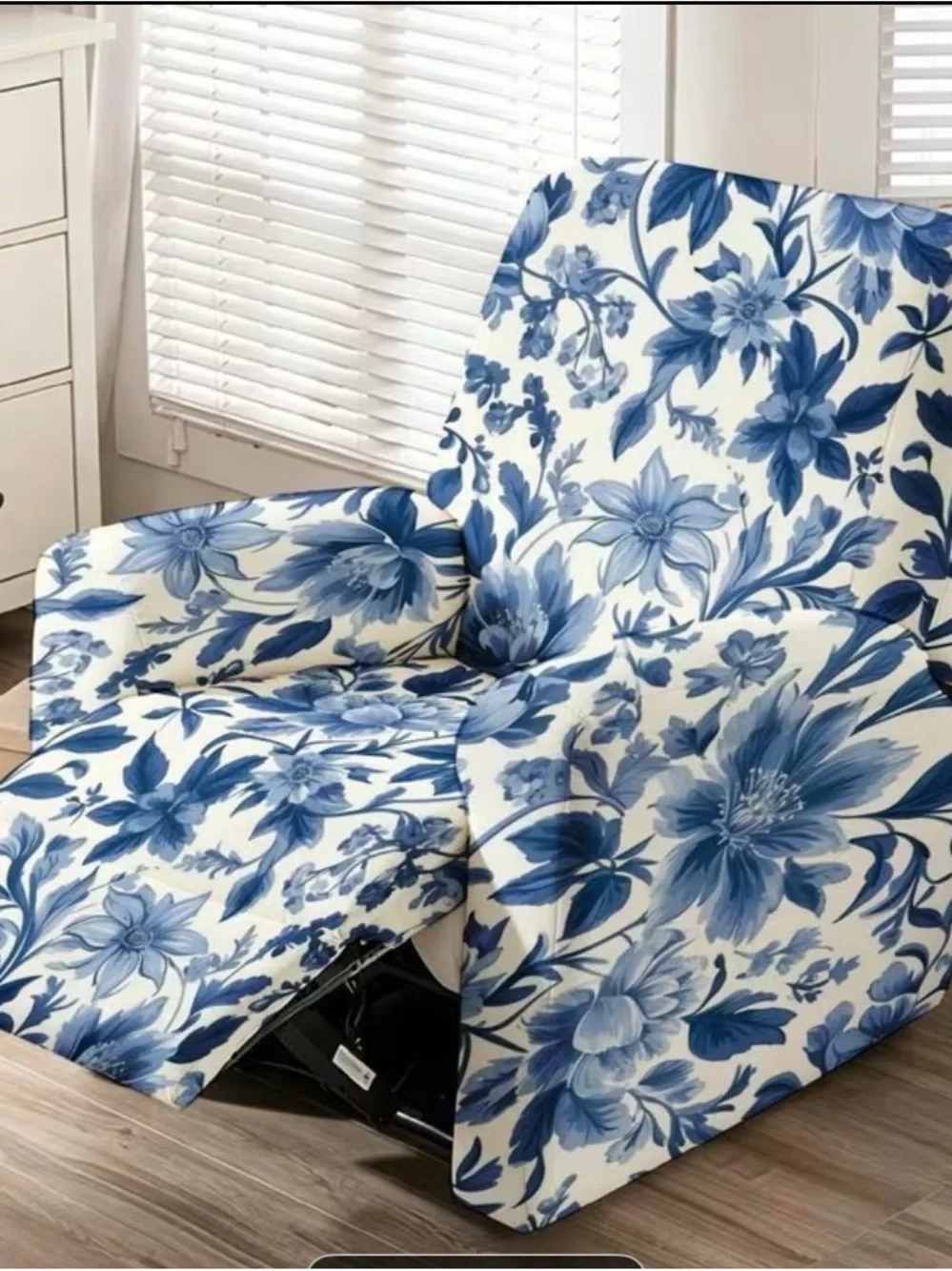 Blue Floral Recliner Slipcover. Brand new in package. 4 pcs